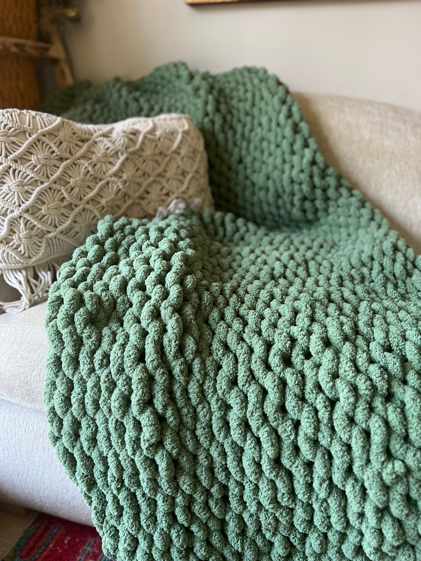 Forest Green Chunky Blanket