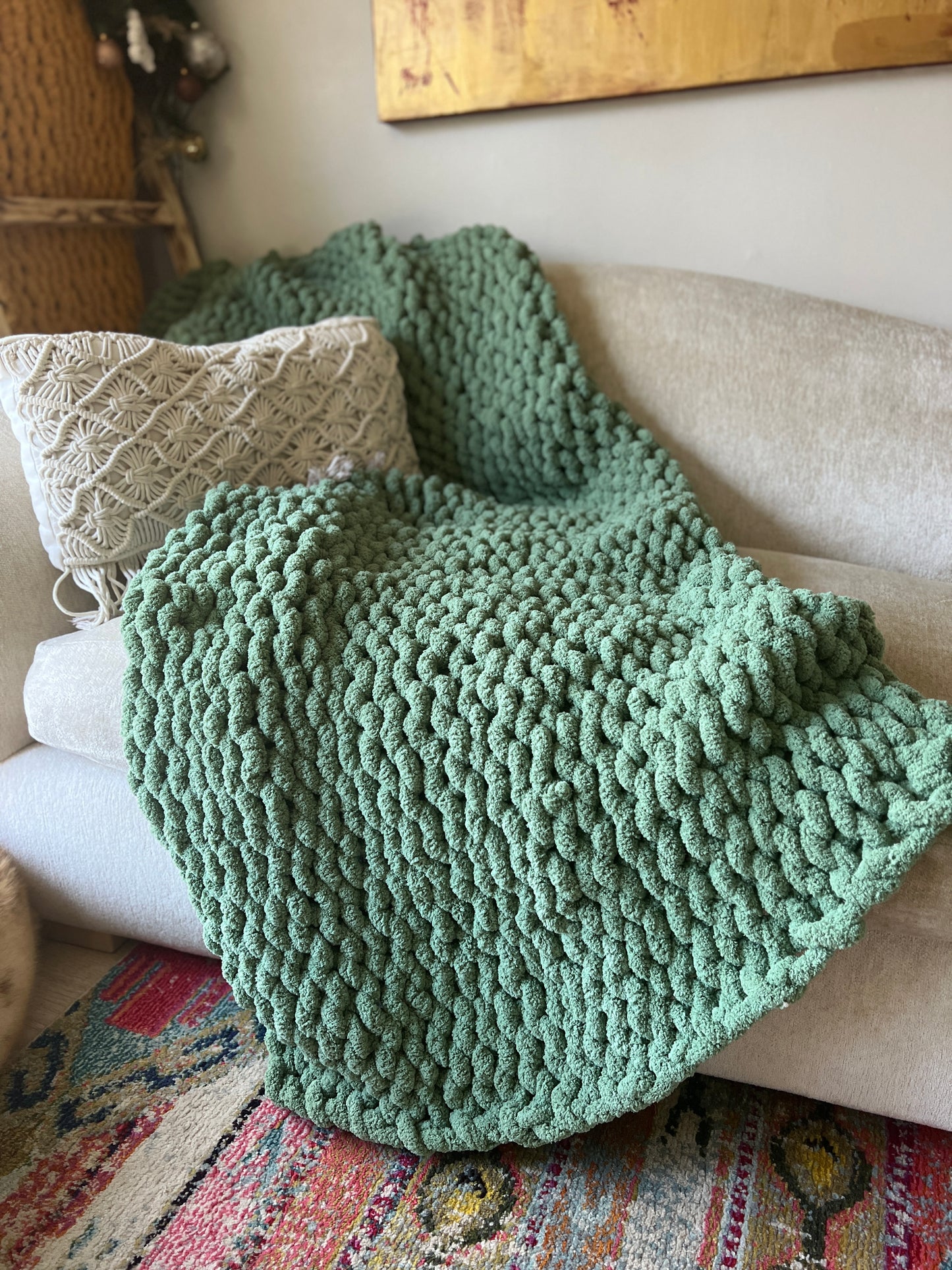 Forest Green Chunky Blanket