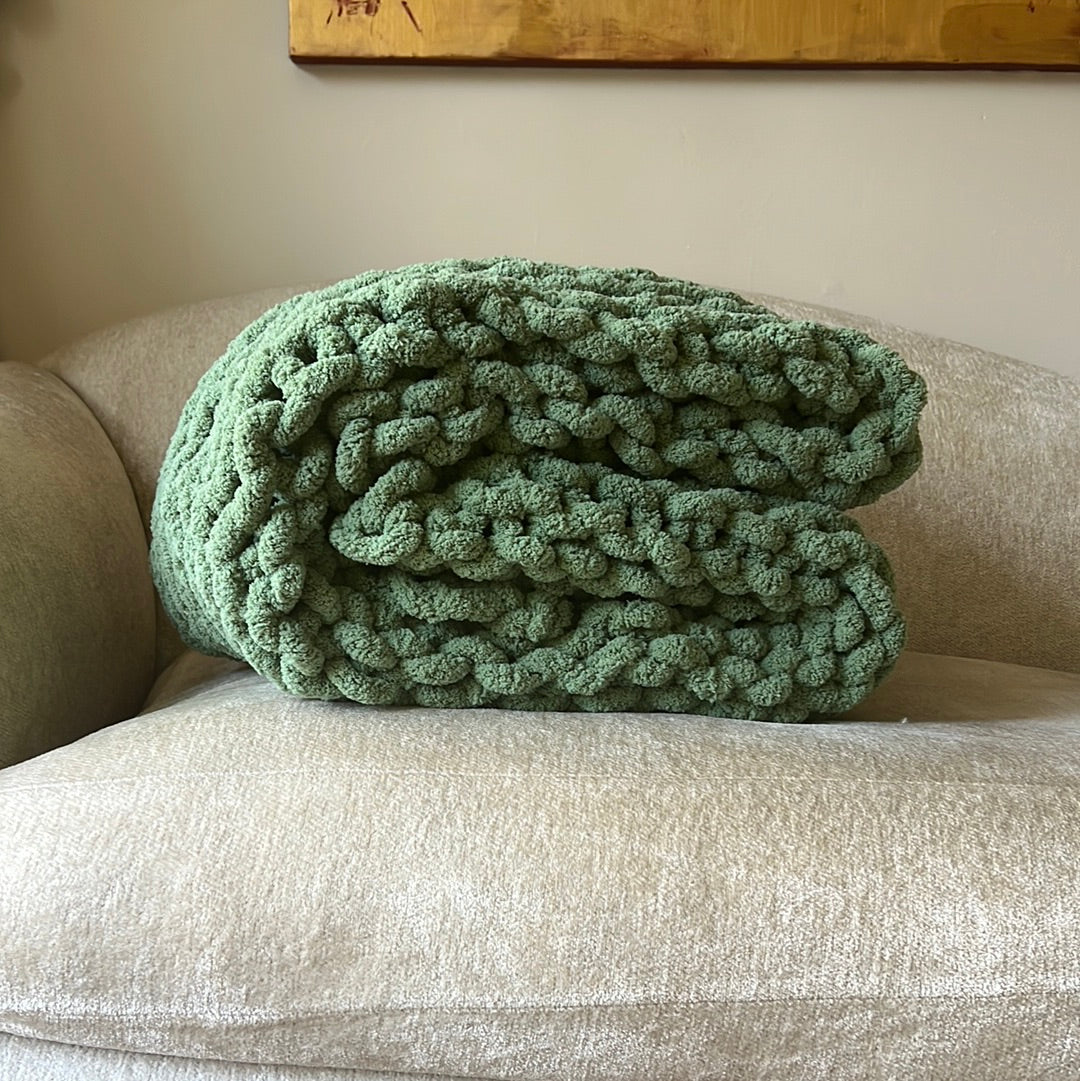 Forest Green Chunky Blanket